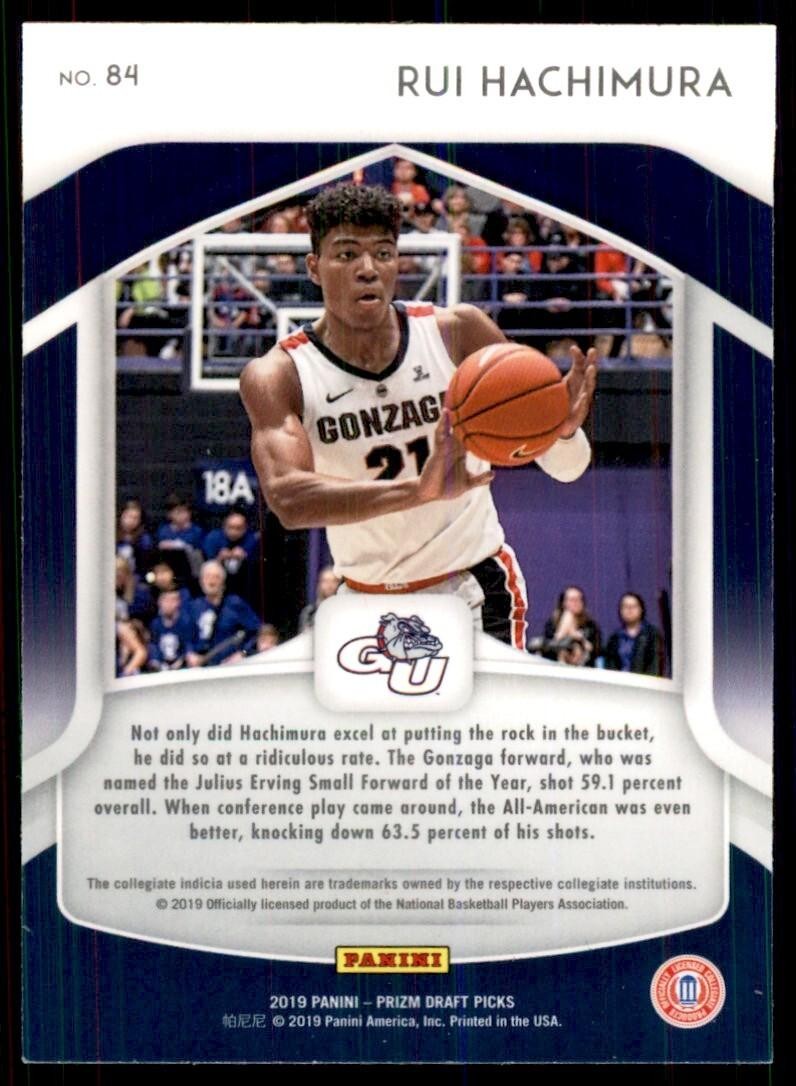 2019-20 Panini Prizm Draft Picks Rui Hachimura 100 Gonzaga Bulldogs #84