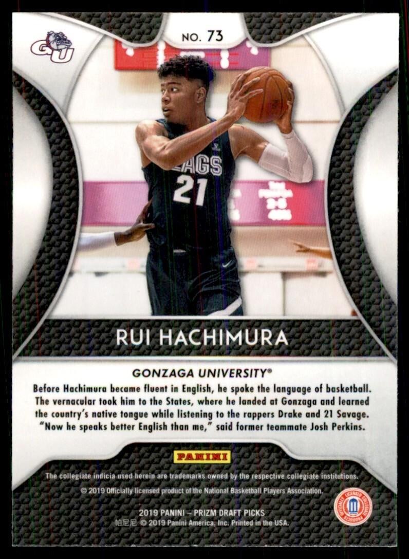 2019-20 Panini Prizm Draft Picks Rui Hachimura 100 Gonzaga Bulldogs #73