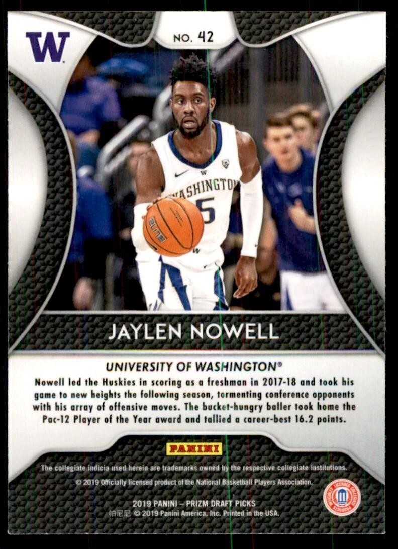 2019-20 Panini Prizm Draft Picks Jaylen Nowell 101 Washington Huskies #42