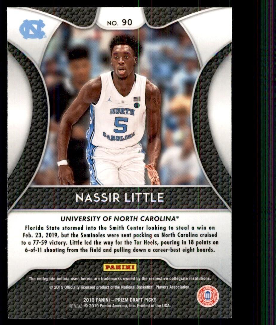 2019-20 Panini Prizm Draft Picks Nassir Little 100 North Carolina Tar Heels #90