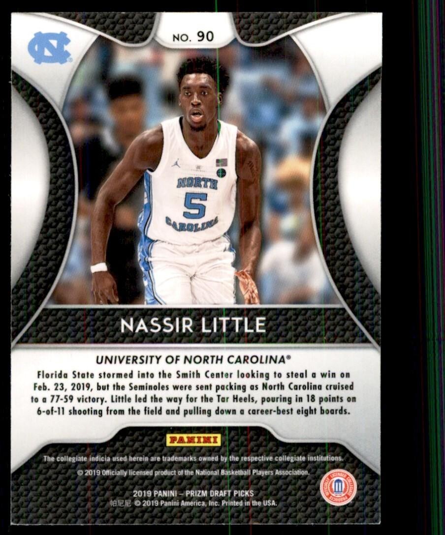 2019-20 Panini Prizm Draft Picks Nassir Little 101 North Carolina Tar Heels #90