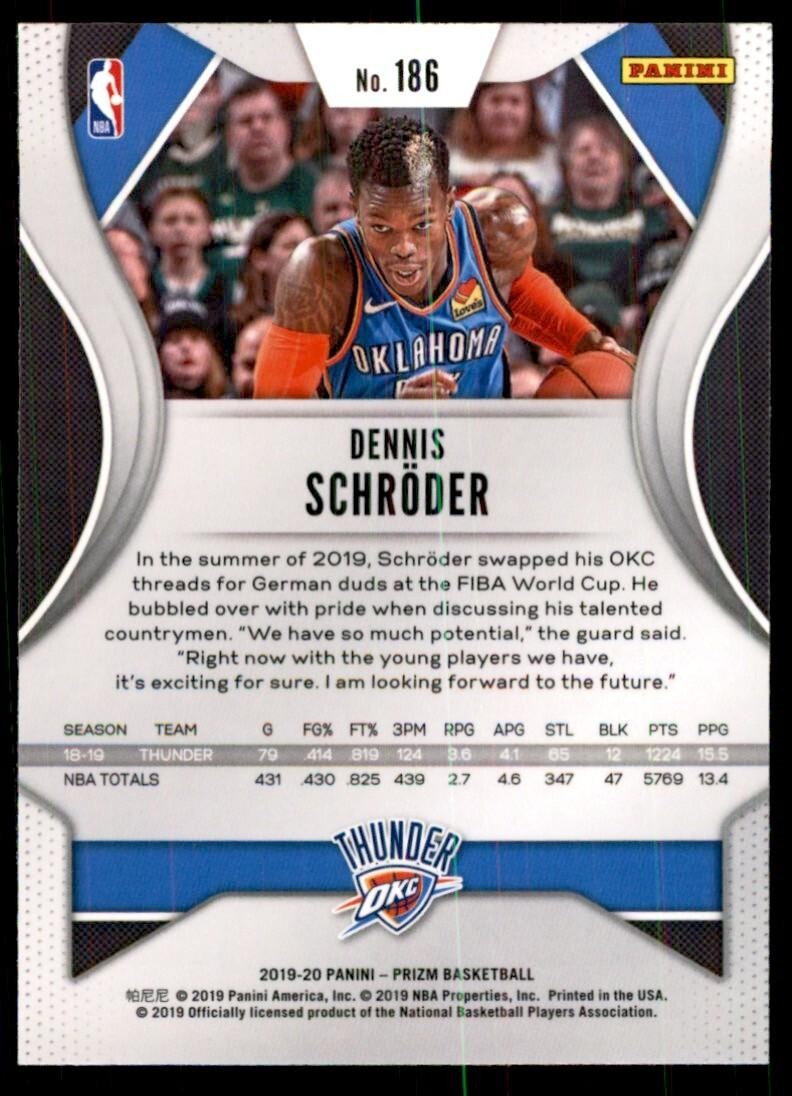 2019-20 Panini Prizm Dennis Schroder Oklahoma City Thunder #186