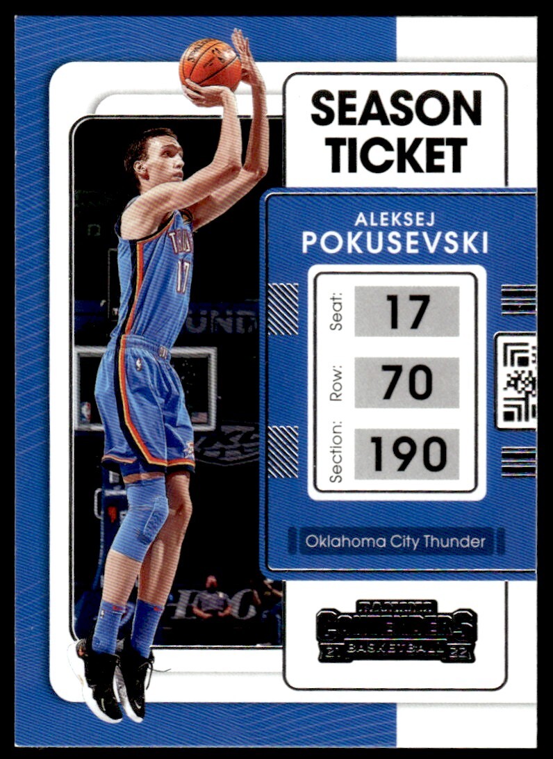 2021-22 Panini Contenders Basketball Card Aleksej Pokusevski A Oklahoma City