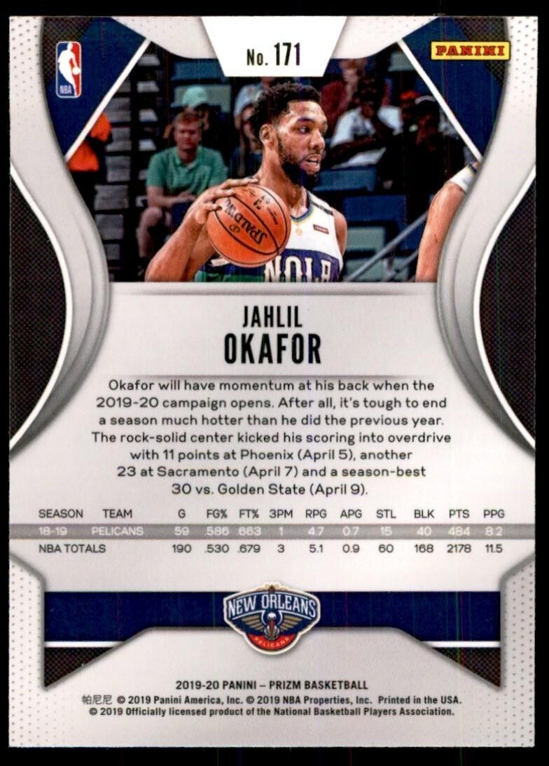 2019-20 Panini Prizm Jahlil Okafor New Orleans Pelicans #171