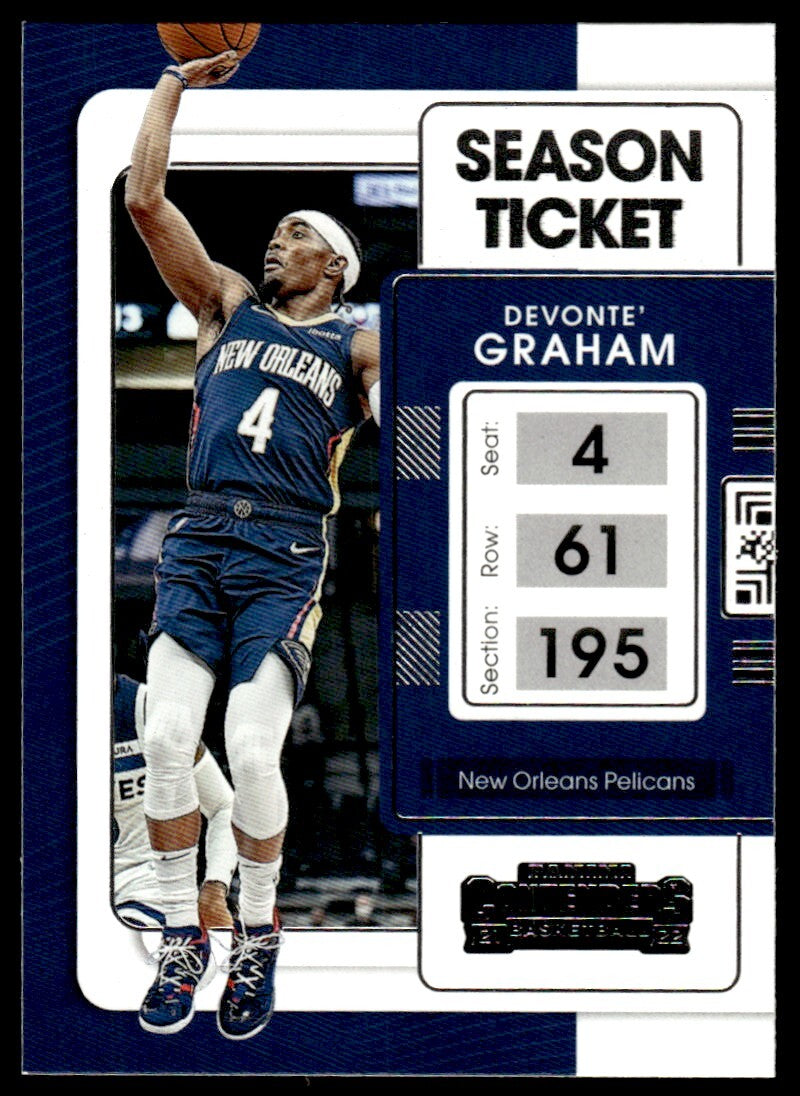 2021-22 Panini Contenders Basketball Card Devonte' Graham A New Orleans Pelicans