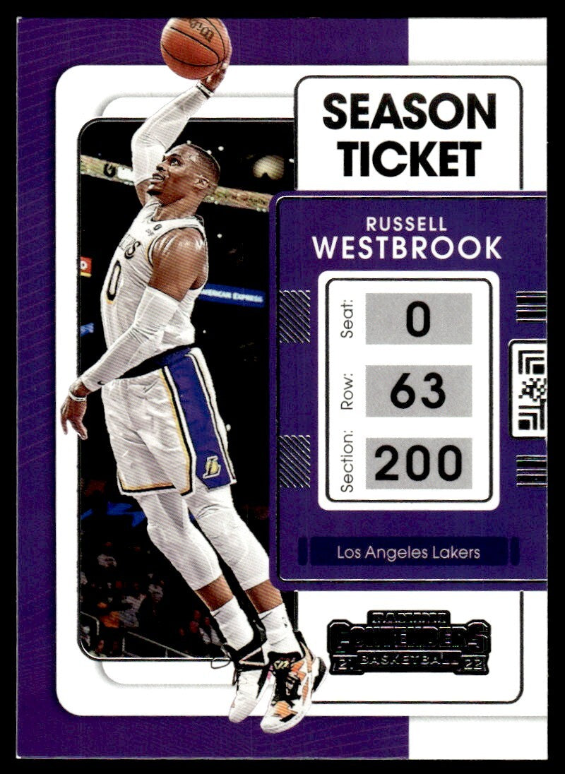 2021-22 Panini Contenders Basketball Card Russell Westbrook A Los Angeles Lakers