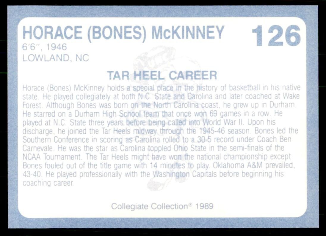 1989-90 Coca Cola Collegiate Collection Bones McKinney Basketball Cards #126
