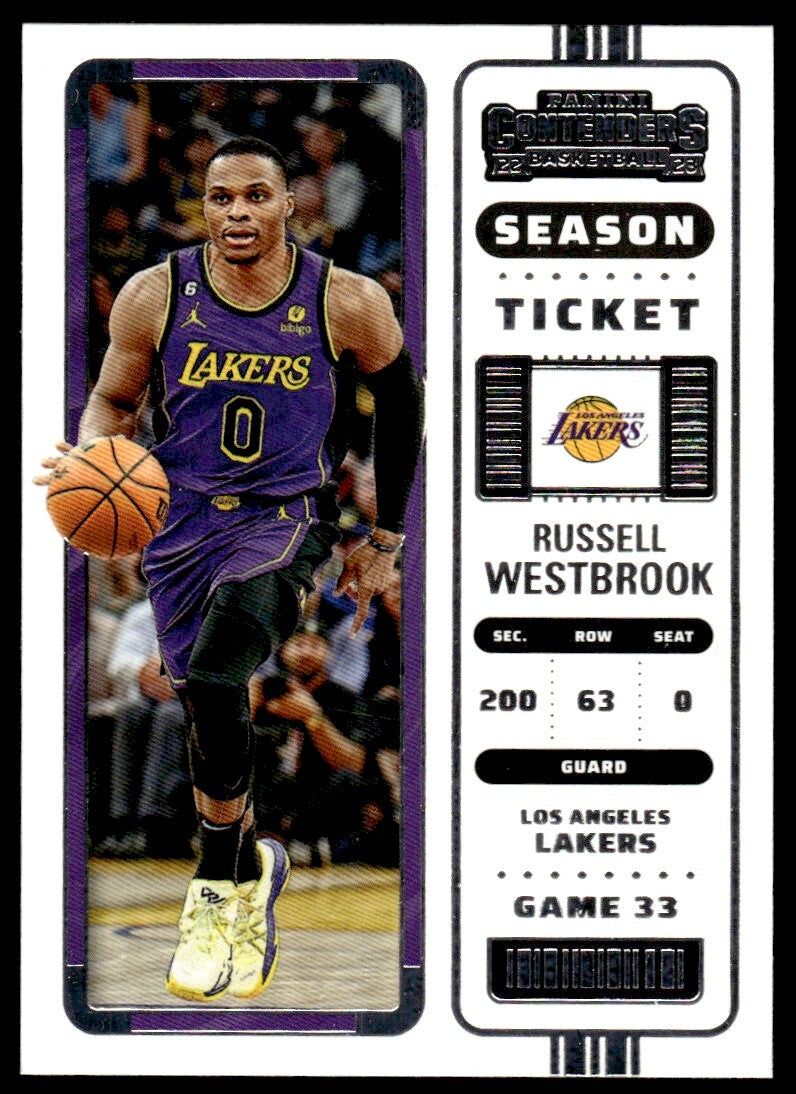 2022-23 Panini Contenders Basketball Card Russell Westbrook Los Angeles Lakers
