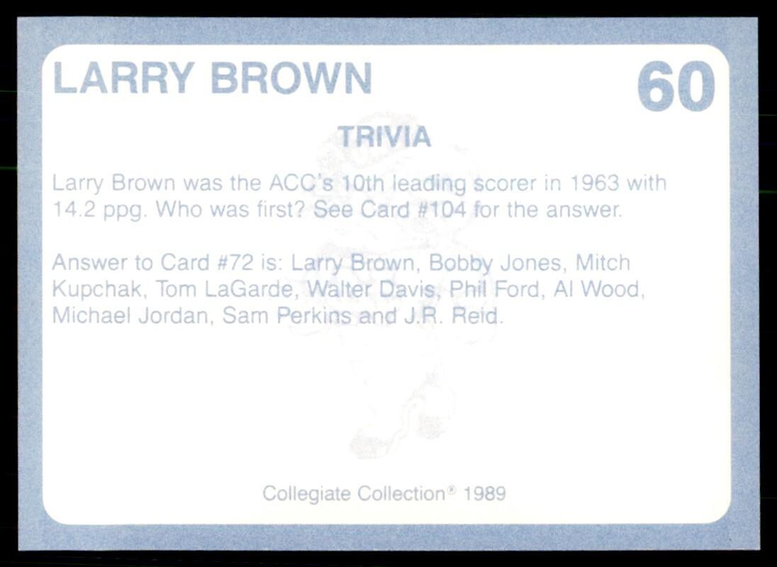 1989-90 Coca Cola Collegiate Collection Larry Brown Basketball Cards #60