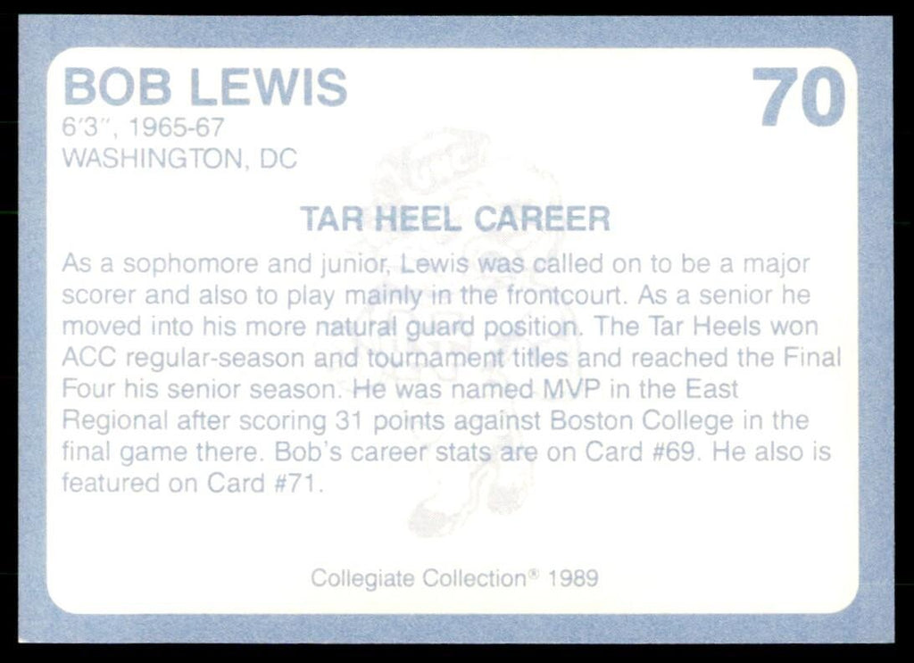 1989-90 Coca Cola Collegiate Collection Bob Lewis Basketball Cards #70