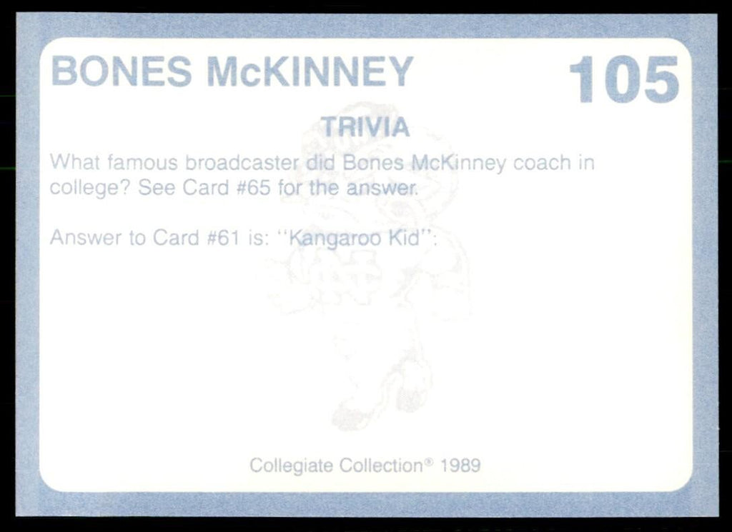 1989-90 Coca Cola Collegiate Collection Bones McKinney Basketball Cards #105