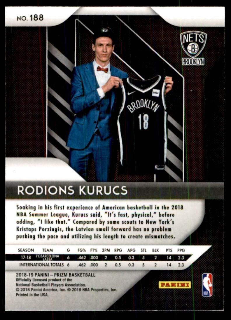 2018-19 Panini Prizm Rodions Kurucs Brooklyn Nets #188