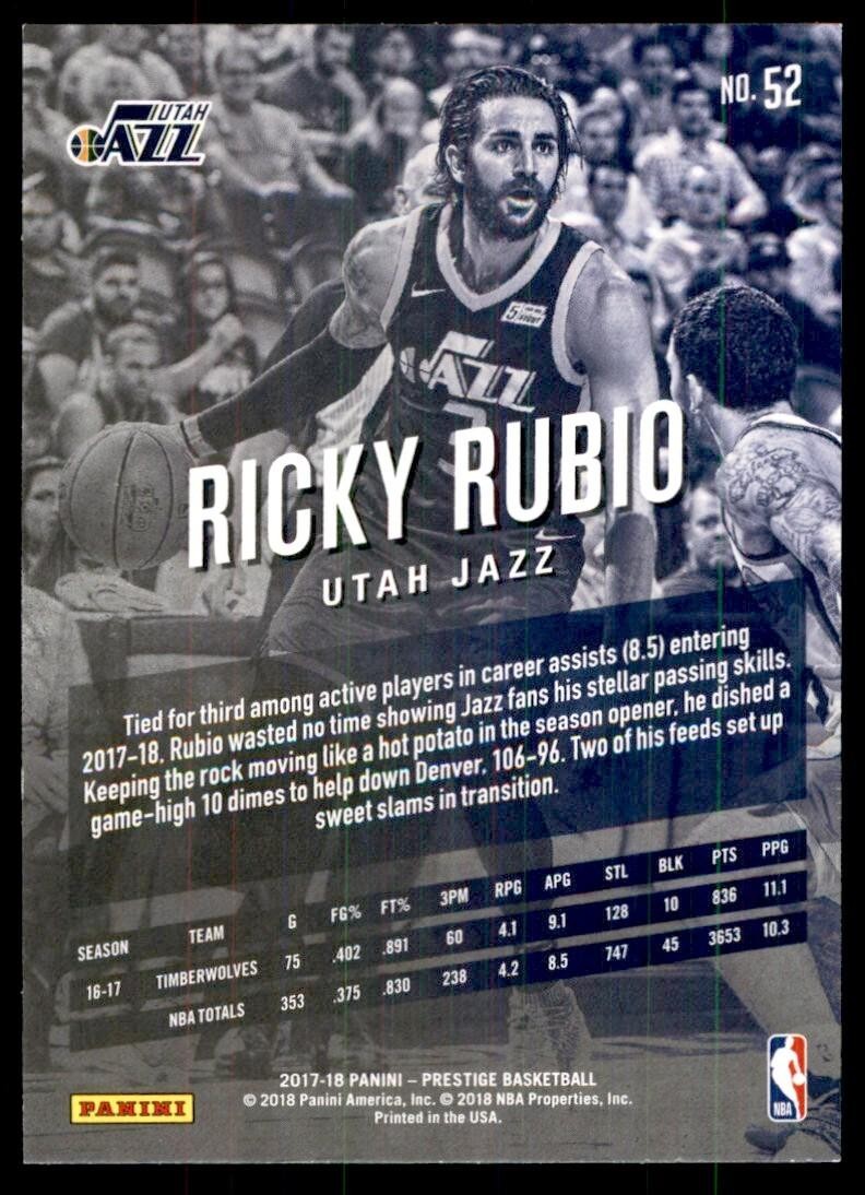 2017-18 Panini Prestige Ricky Rubio  Utah Jazz #52