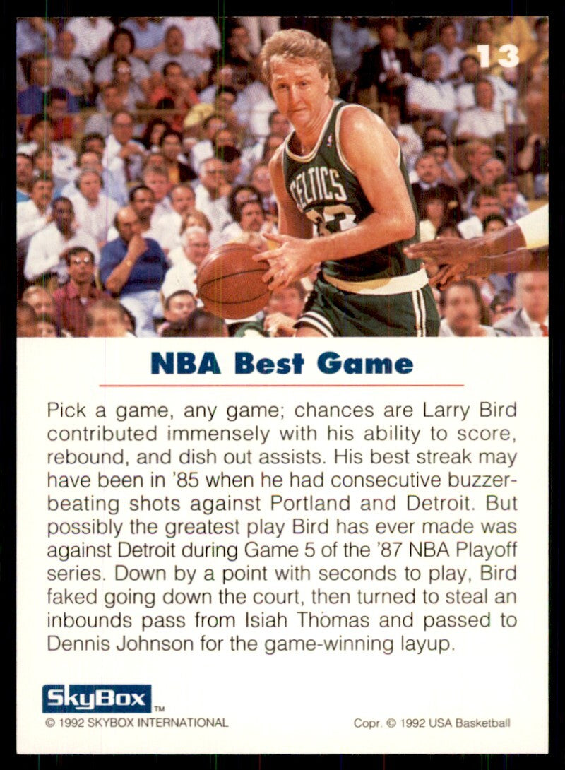 1992-93 SkyBox USA Basketball Larry Bird Basketball Cards #13