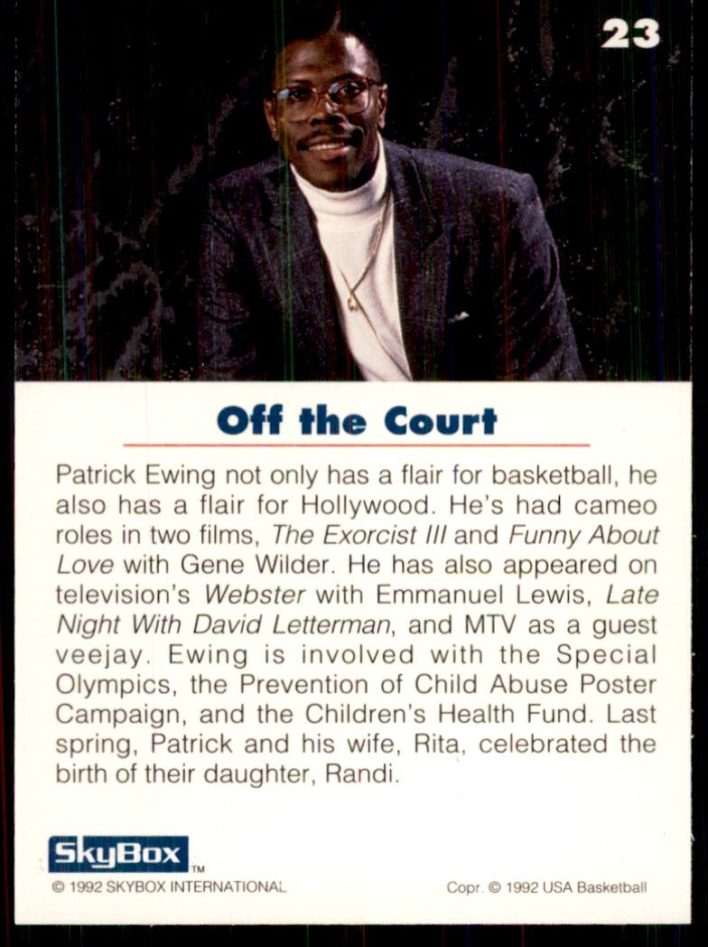 1992-93 SkyBox USA Basketball Patrick Ewing Basketball Cards #23