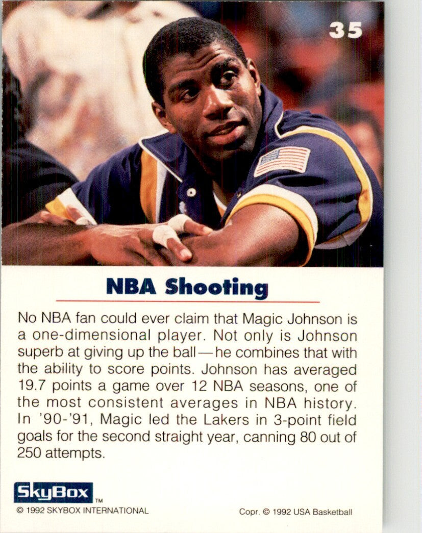 1992-93 SkyBox USA Basketball Magic Johnson Basketball Cards #35