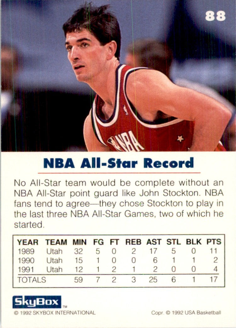 1992-93 SkyBox USA Basketball John Stockton Basketball Cards #88