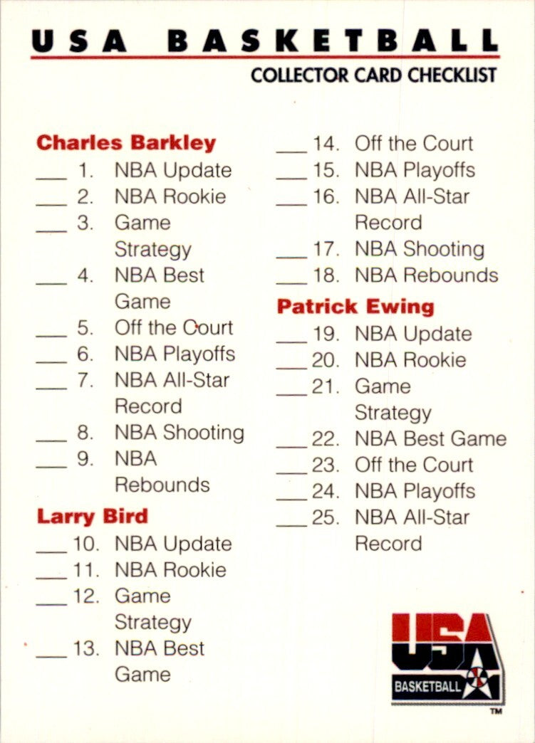 1992-93 SkyBox USA Basketball Checklist 1-54 Basketball Cards #99