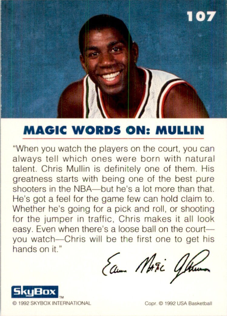 1992-93 SkyBox USA Basketball Magic on Mullin Basketball Cards #107