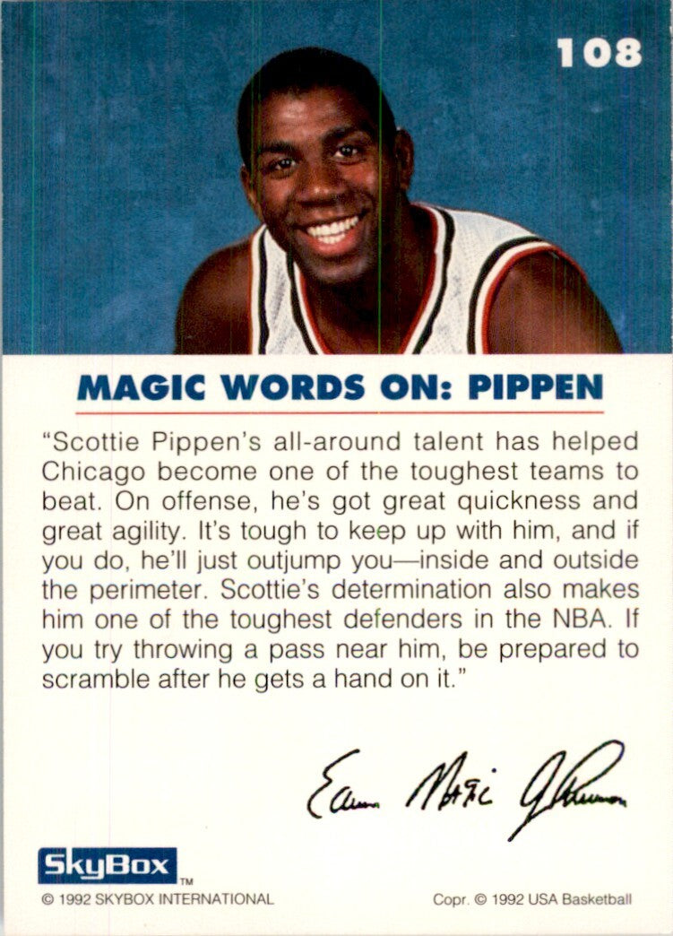 1992-93 SkyBox USA Basketball Magic on Pippen Basketball Cards #108