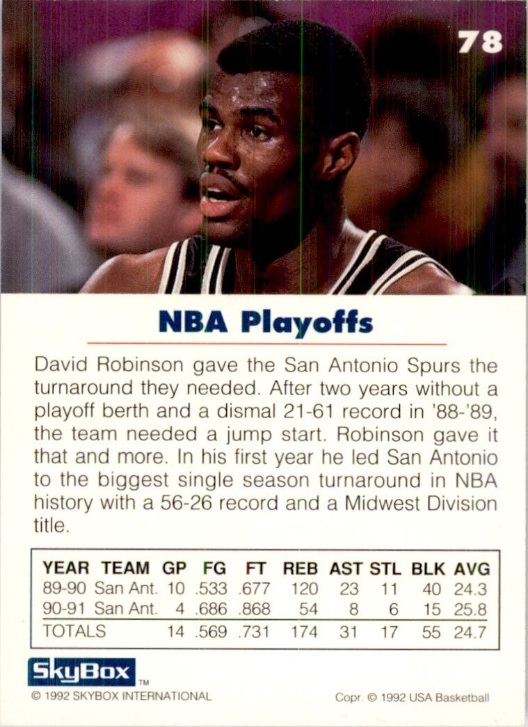 1992-93 SkyBox USA Basketball David Robinson Basketball Cards. #78