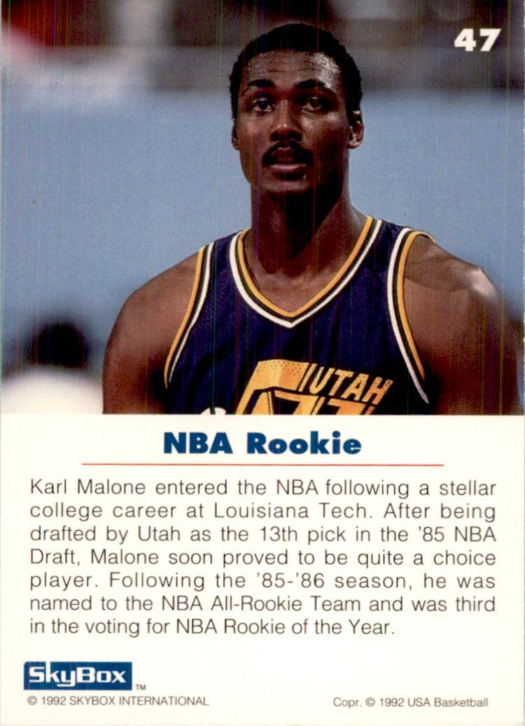1992-93 SkyBox USA Basketball Karl Malone Basketball Cards. #47