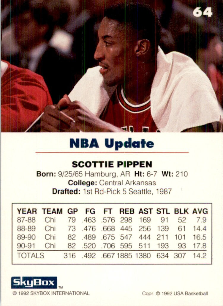 1992-93 SkyBox USA Basketball Scottie Pippen Basketball Cards. #64
