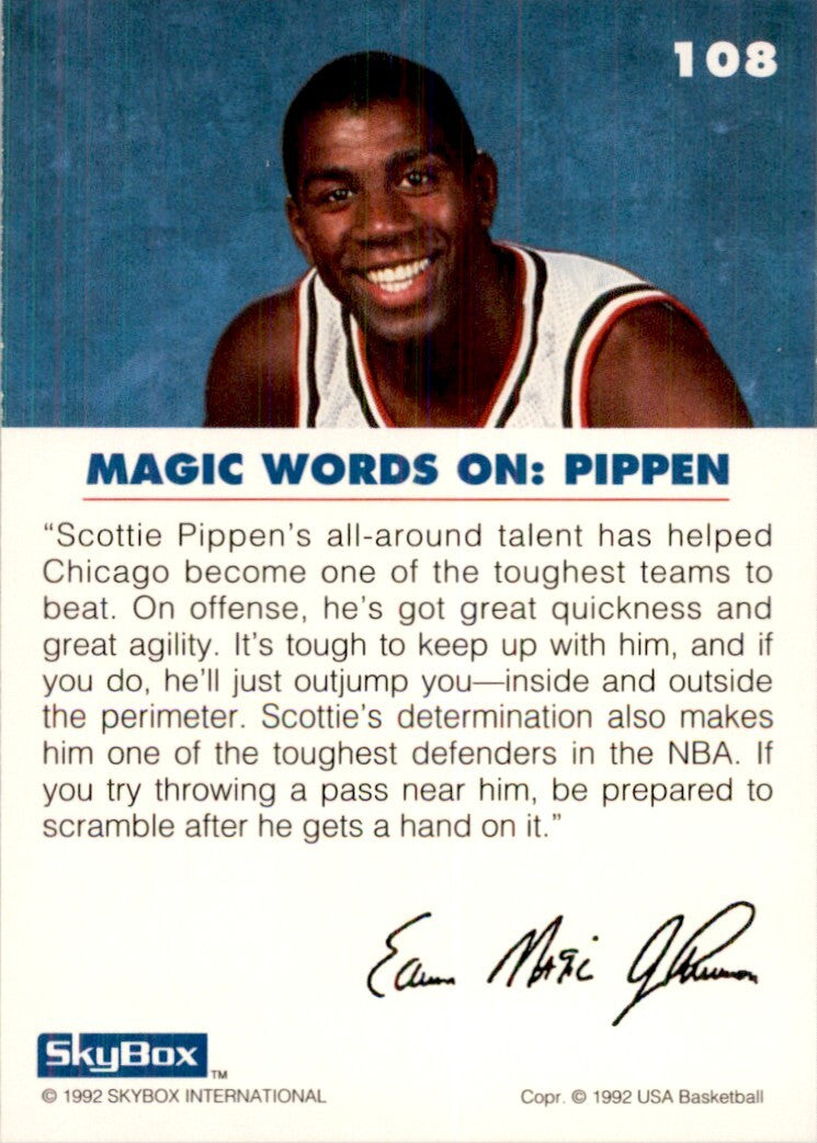 1992-93 SkyBox USA Basketball Magic on Pippen. Basketball Cards. #108