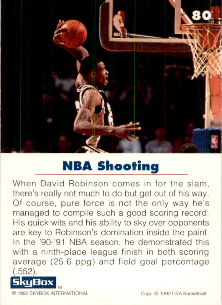 1992-93 SkyBox USA Basketball David Robinson. Basketball Cards. #80