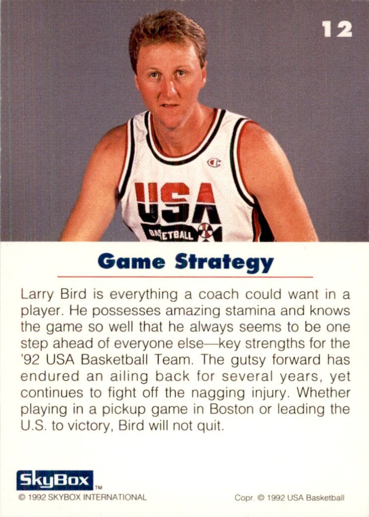 1992-93 SkyBox USA Basketball. Larry Bird Basketball Cards #12