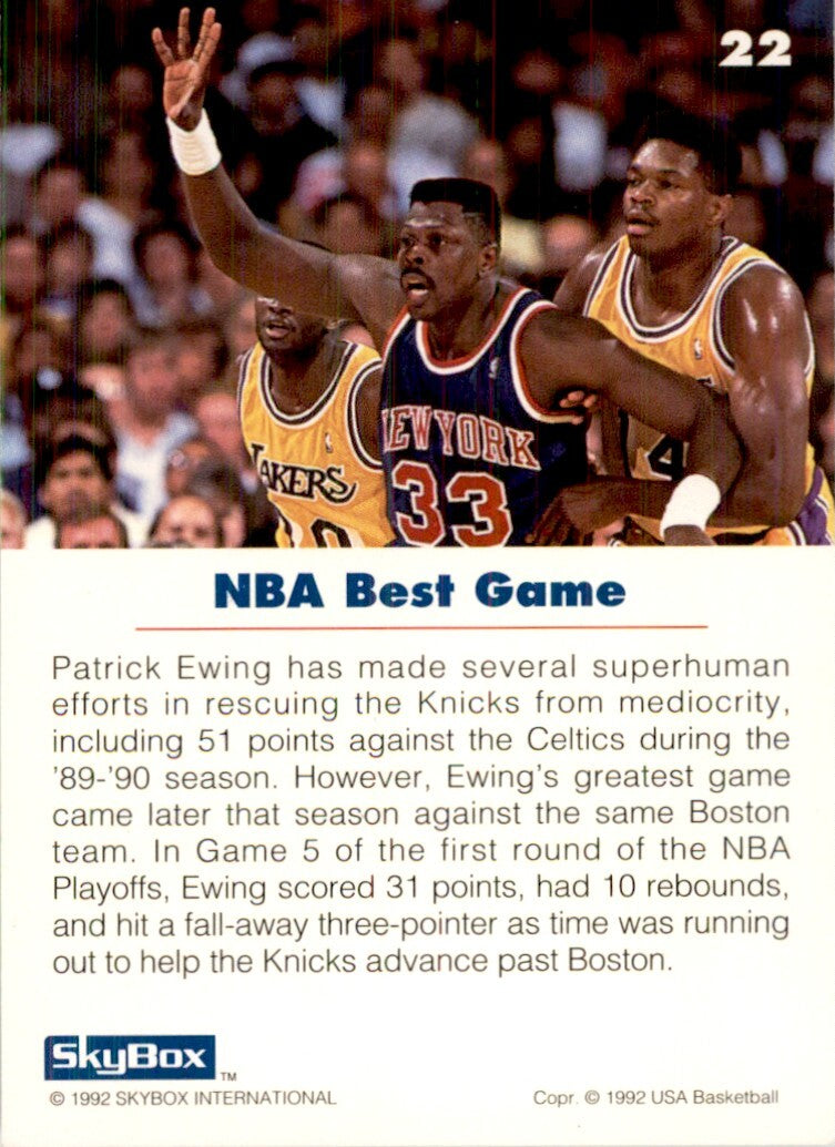1992-93 SkyBox USA Basketball. Patrick Ewing (101) Basketball Cards #22