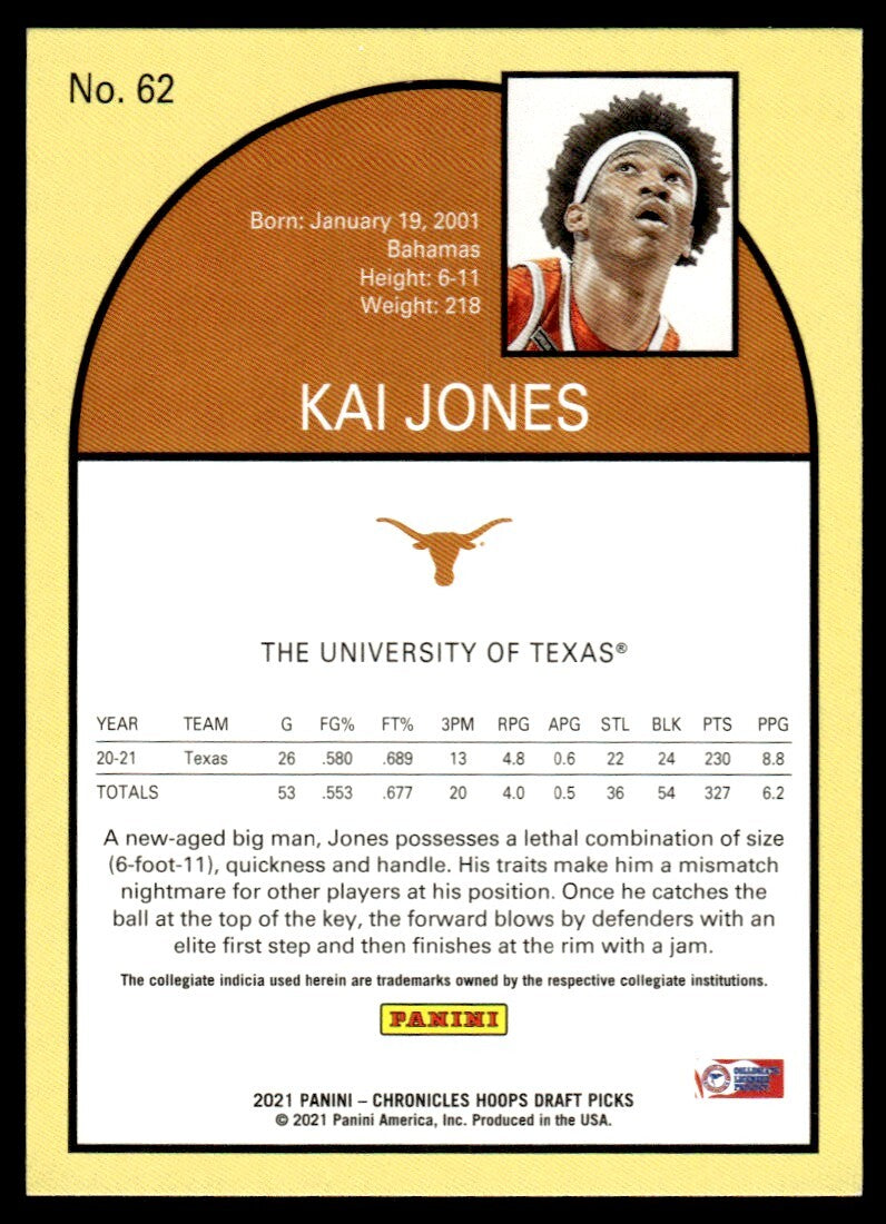 2021-22 Hoops Chronicles Draft Basketball Card Kai Jones #62