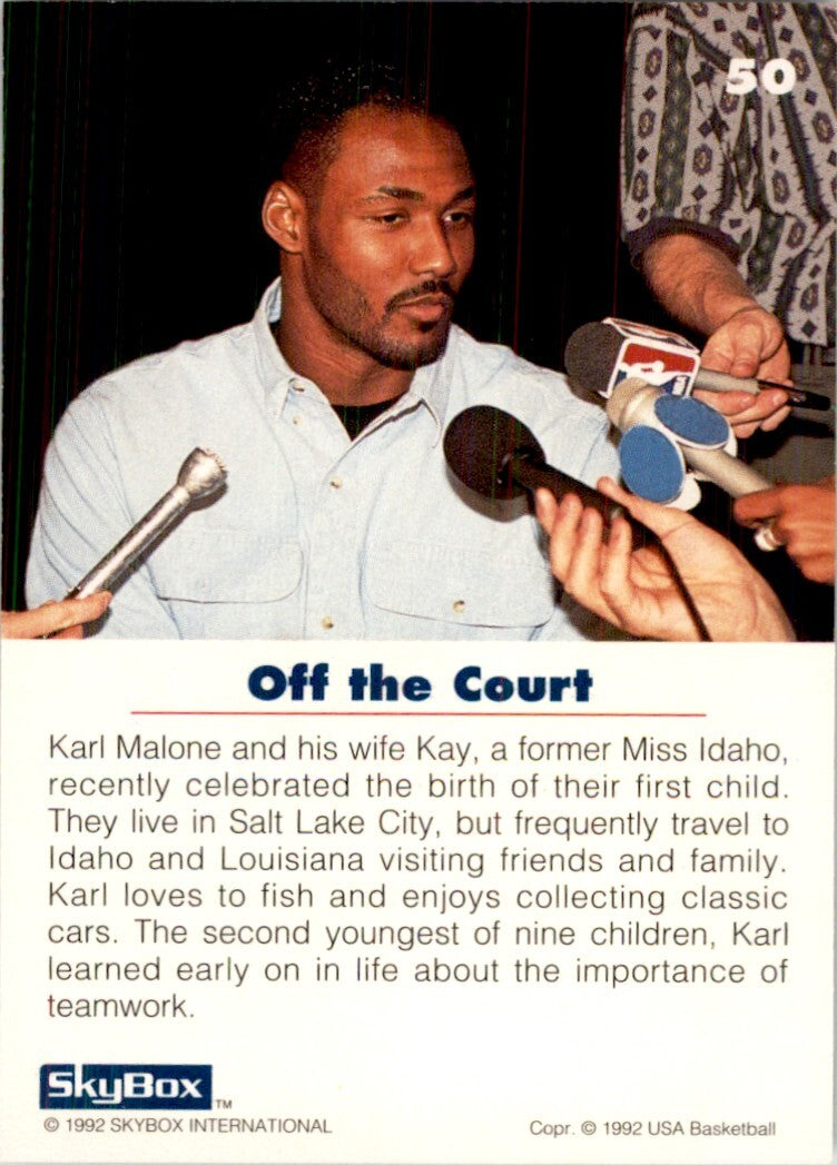 1992-93 SkyBox USA Basketball. Karl Malone Basketball Cards #50
