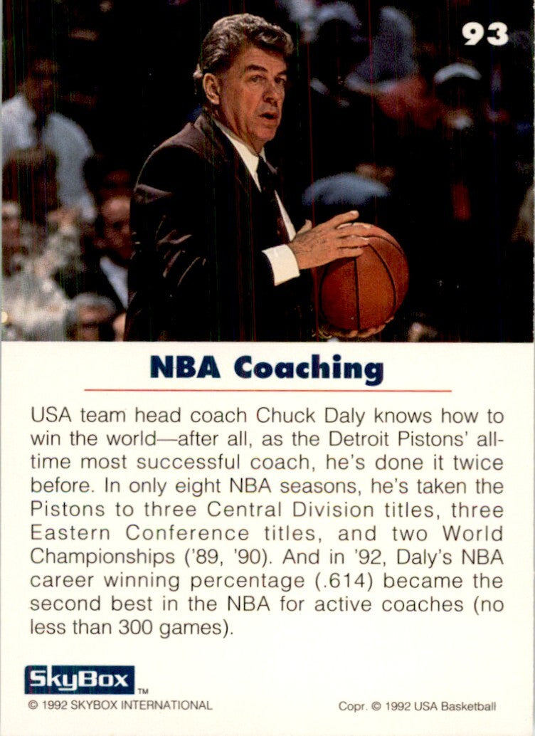 1992-93 SkyBox USA Basketball. Chuck Daly Basketball Cards #93