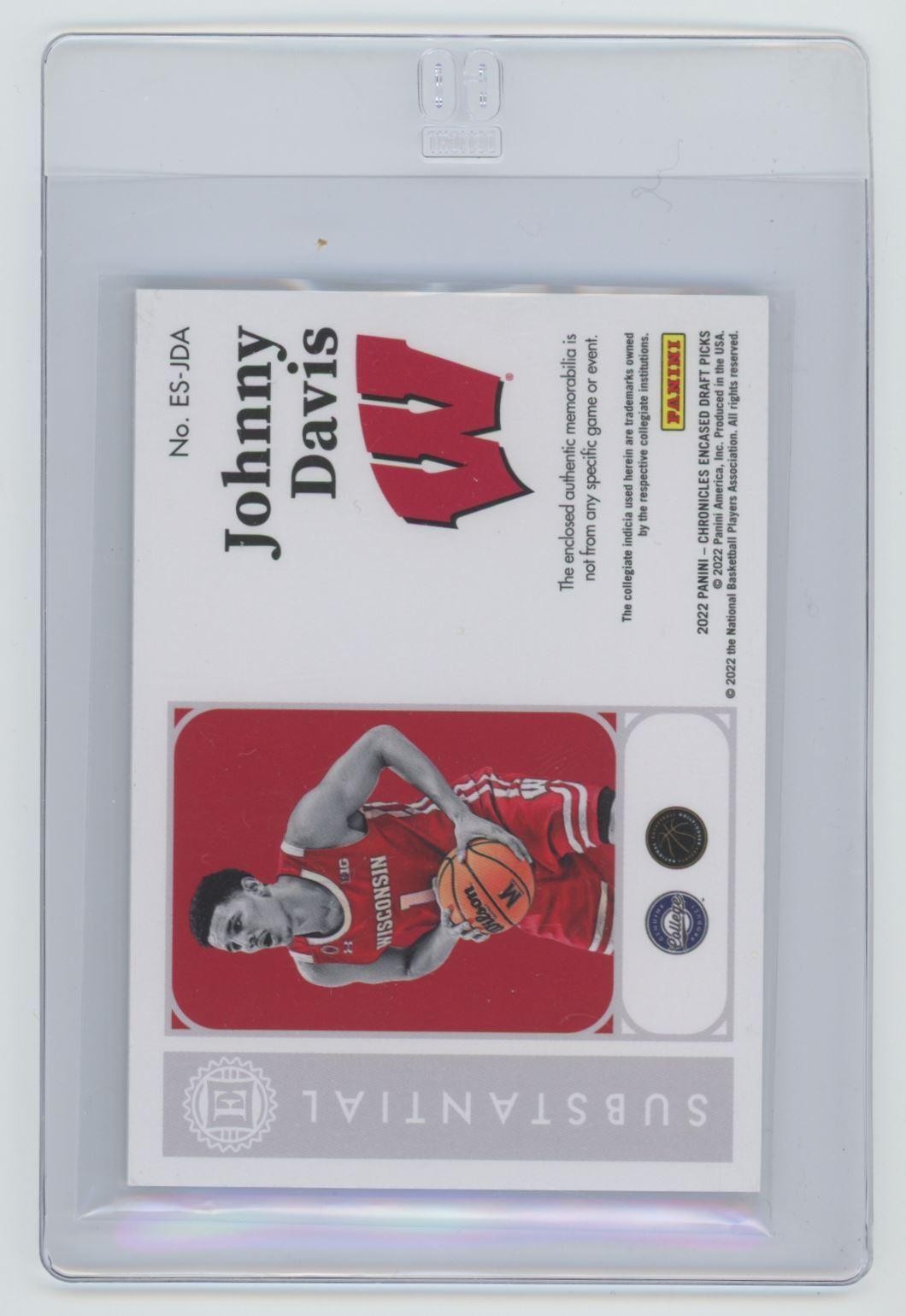 2022-23 Panini Encased Swatches Johnny Davis Basketball Card #ES-JDA