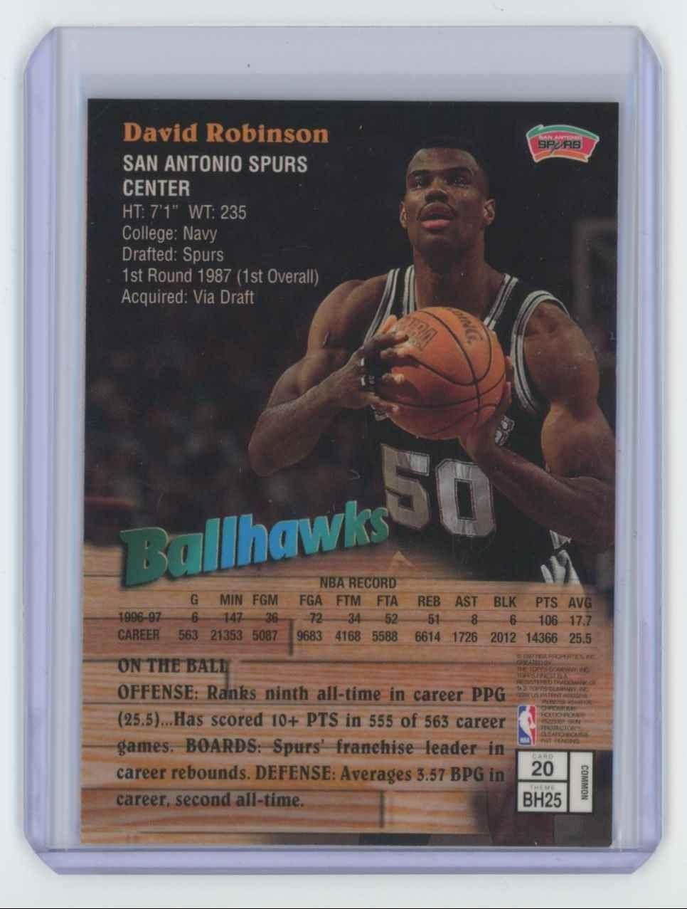 1997-98 Topps Finest David Robinson Basketball Card San Antonio Spurs #20