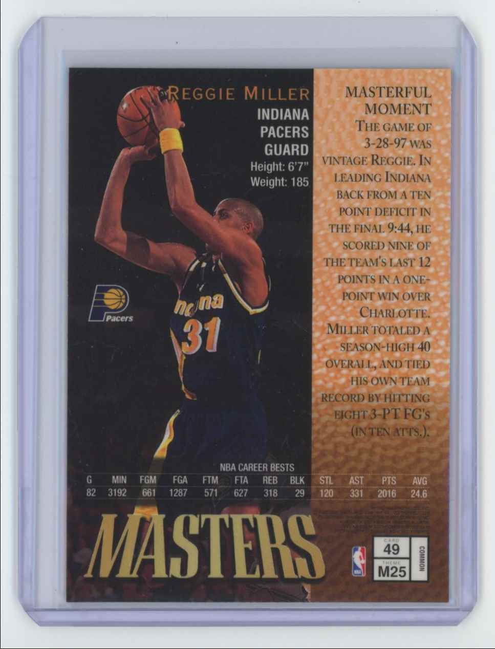 1997-98 Topps Finest Reggie Miller Basketball Card Indiana Pacers #49