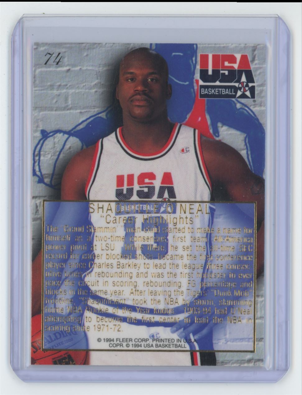 1994-95 Flair Shaquille O'Neal Basketball Card USA #74