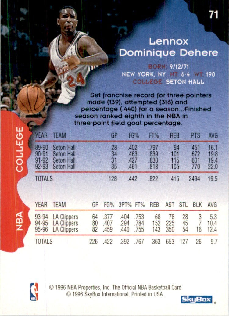 1996-97 NBA Hoops Terry Dehere Basketball Cards #71