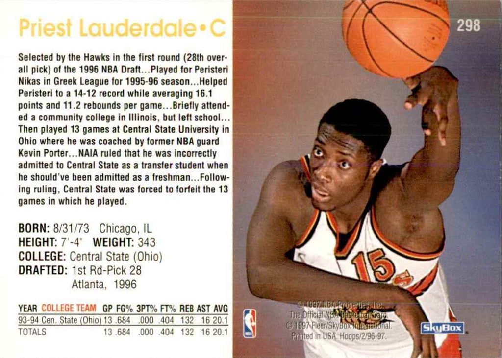 1996-97 NBA Hoops Priest Lauderdale Basketball Cards #298
