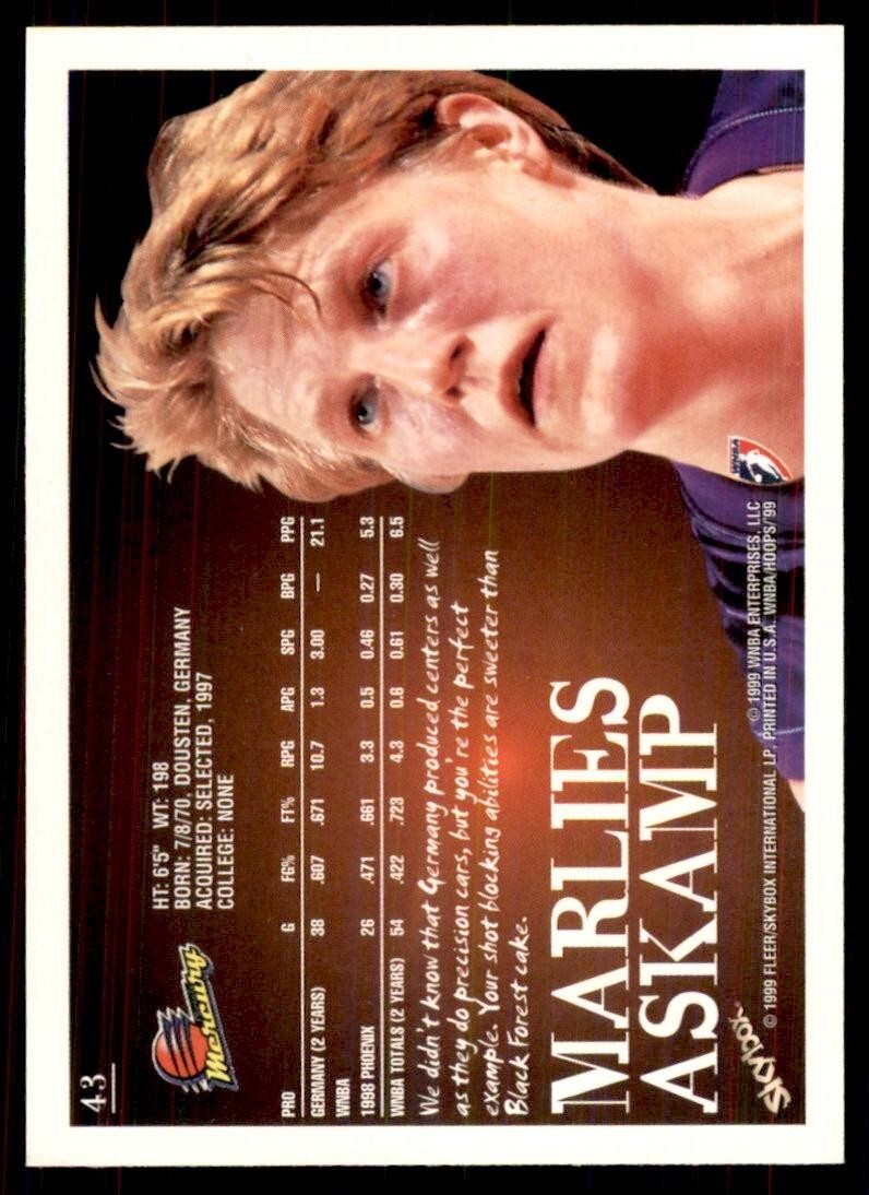 1999-00 Hoops WNBA Marlies Askamp Basketball Cards #43