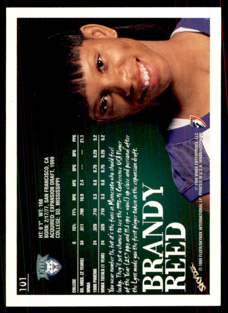 1999-00 Hoops WNBA Brandy Reed Basketball Cards #101