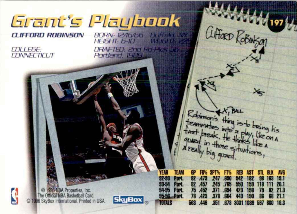 1996-97 NBA Hoops Clifford Robinson Basketball Cards #197