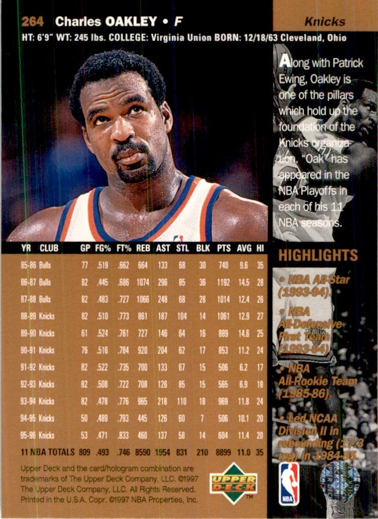 1996-97 Upper Deck Charles Oakley Basketball Cards #264
