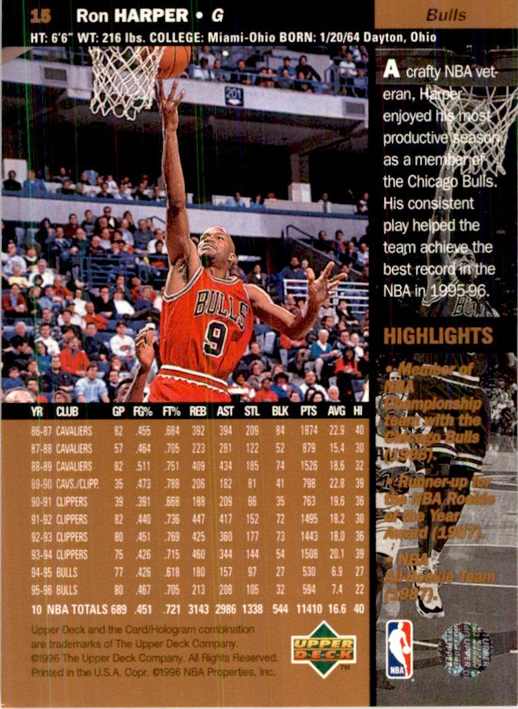 1996-97 Upper Deck Ron Harper Basketball Cards #15