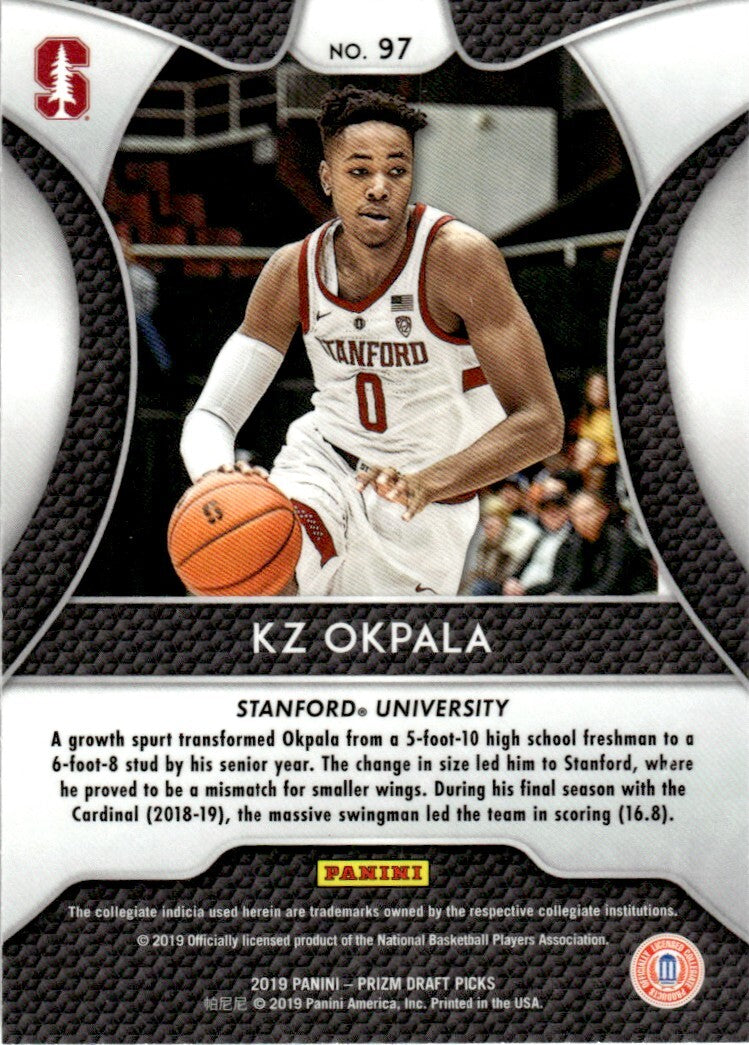 2019-20 Panini Prizm Draft Picks Basketball Card KZ Okpala Rookie A Stanford