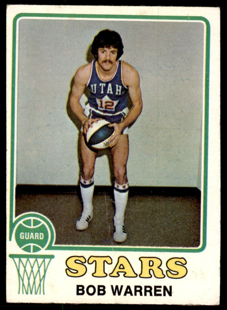 1973-74 Topps Baseball Card (Damaged) Bob Warren Utah Stars #196