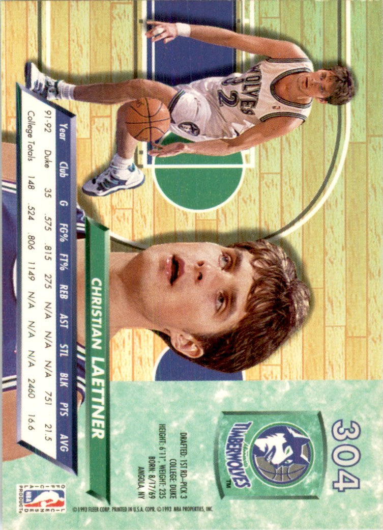 1992-93 Fleer Ultra Christian Laettner Basketball Cards #304