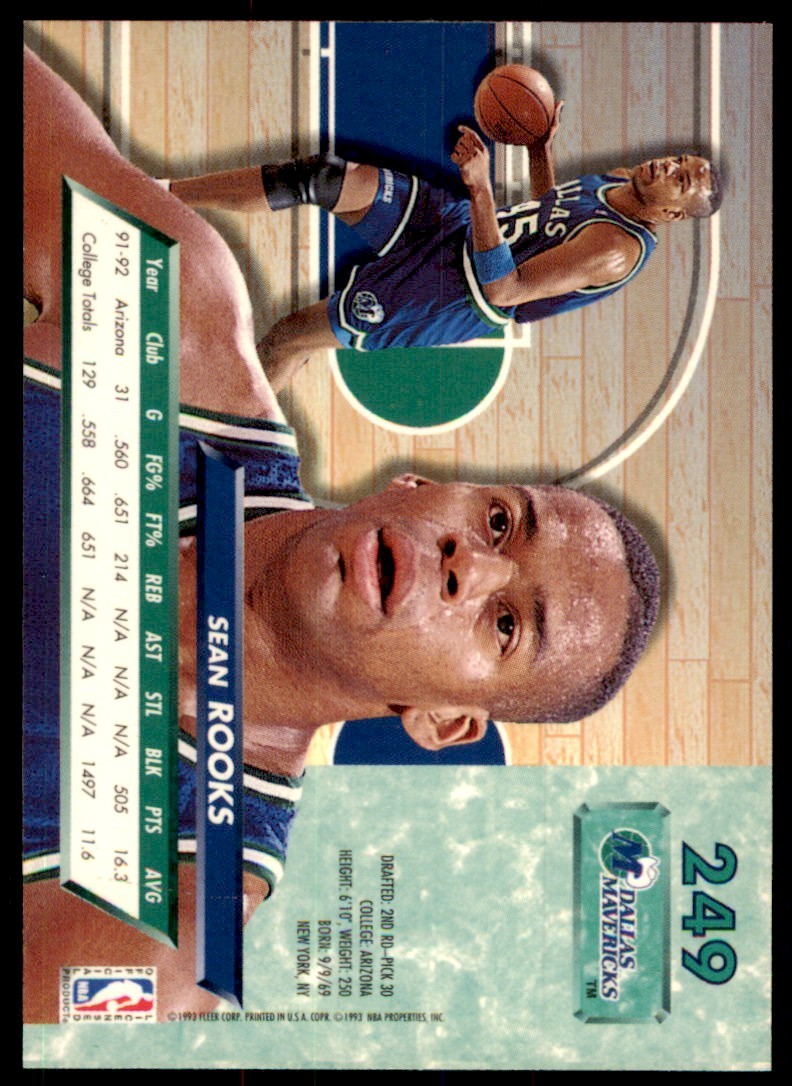 1992-93 Fleer Ultra Sean Rooks Basketball Cards #249
