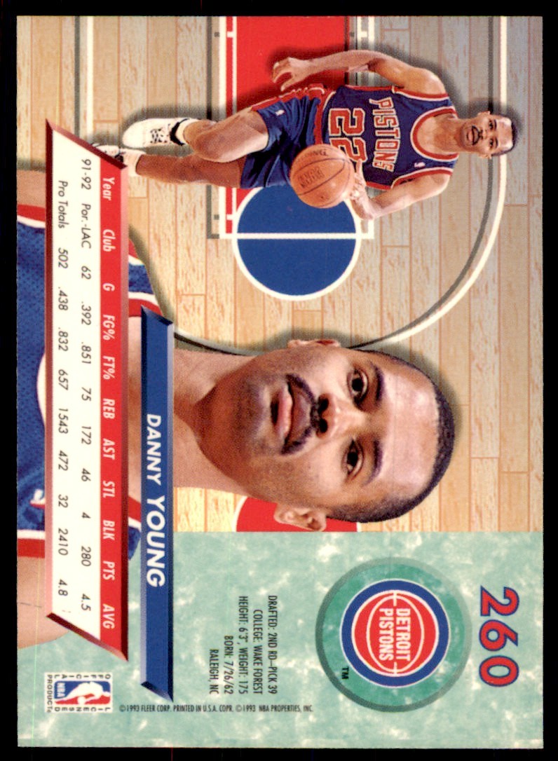 1992-93 Fleer Ultra Danny Young Basketball Cards #260